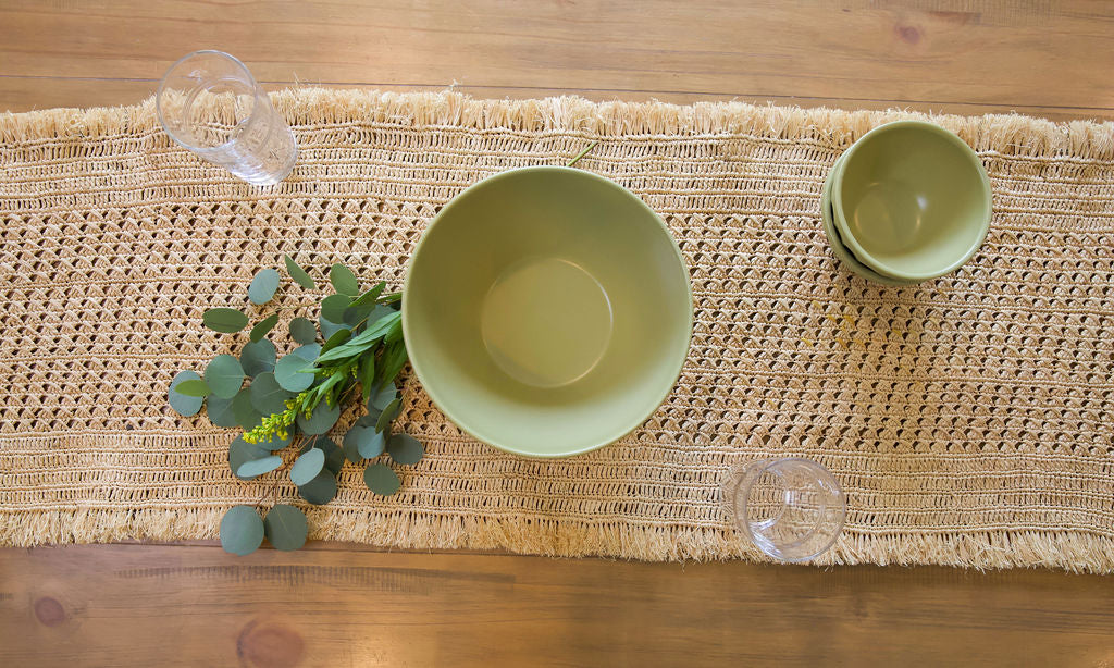 Lazio Crochet Raffia Table Runner | Woven Tabletop