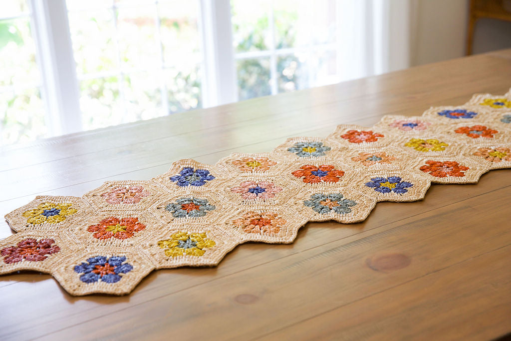 Flower Table Runner | Multicolor Raffia Tabletop
