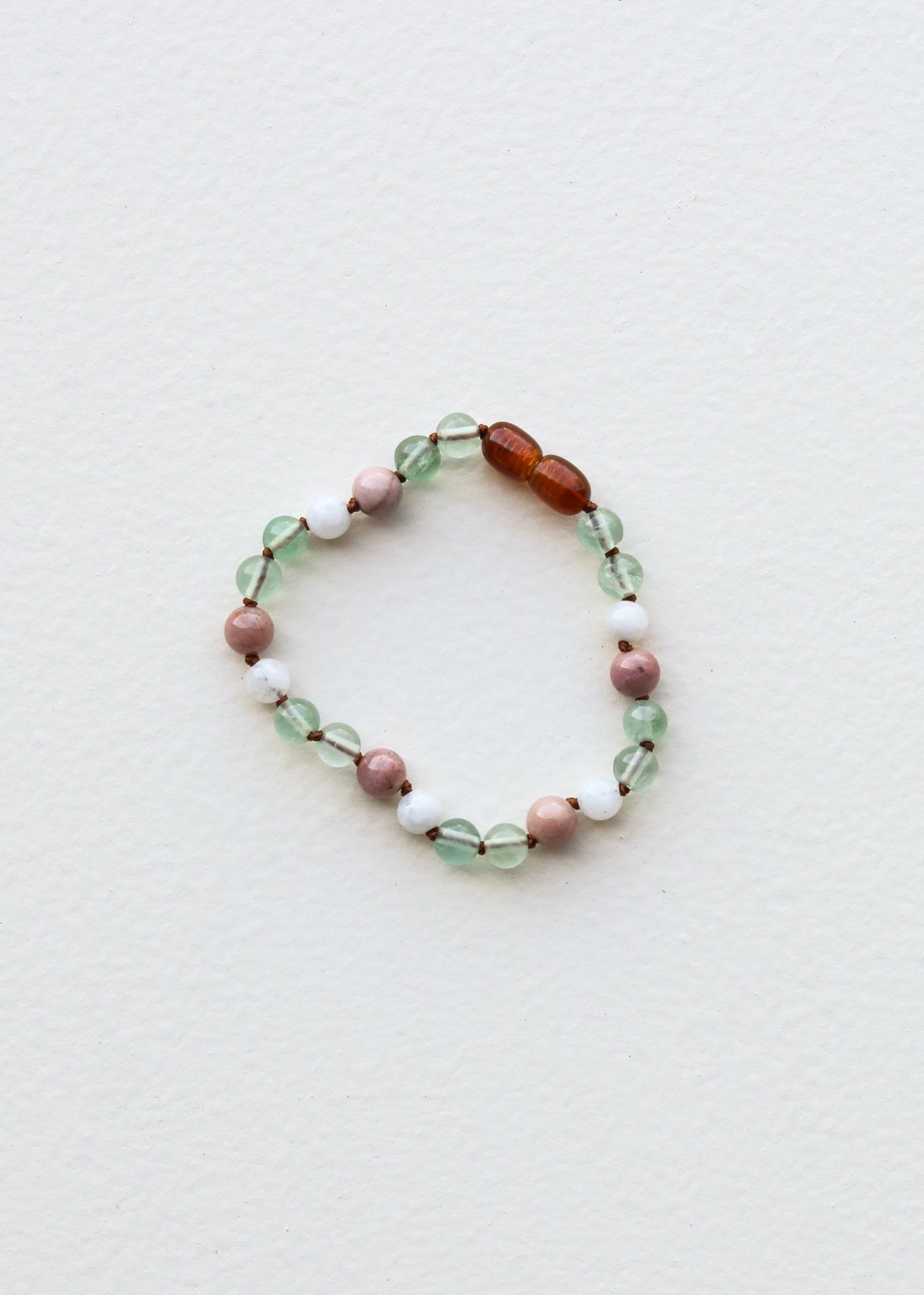 Fluorite + Moonstone + Rhodonite Natural Gemstone Necklace