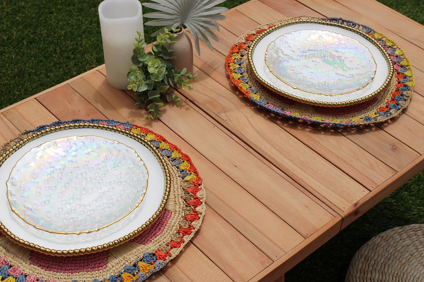 Daisy Raffia Placemat | Colorful Woven tabletop