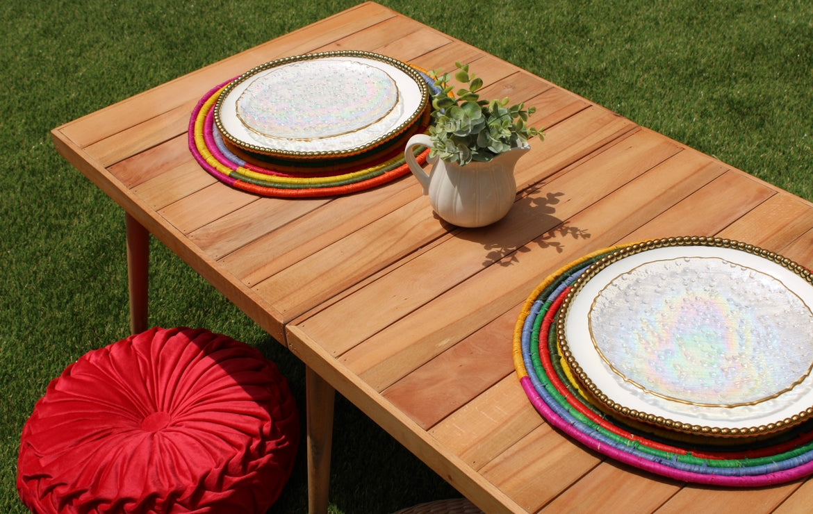 Morocco Placemat | Colorful raffia Woven tabletop