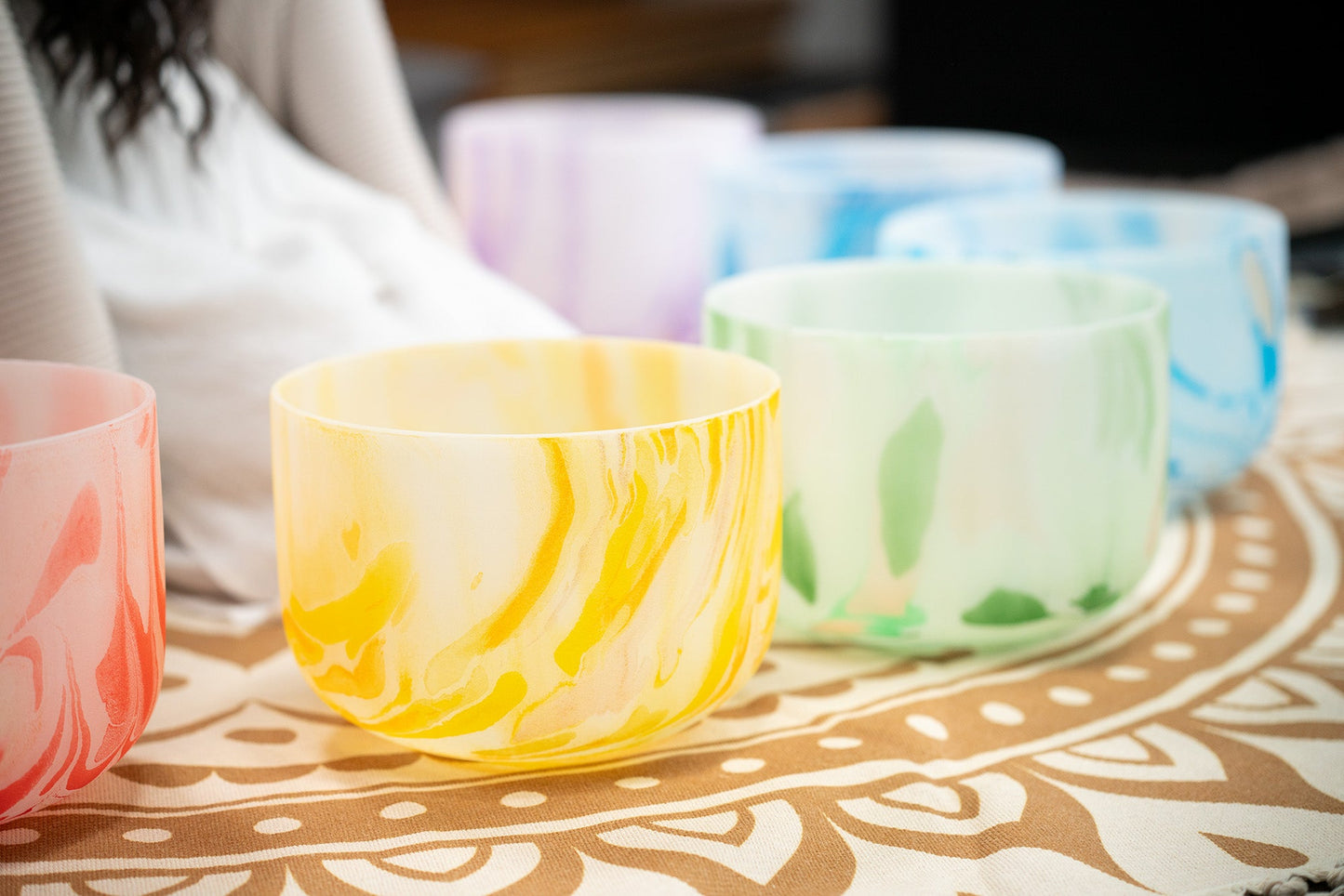 10" Marble Crystal Singing Bowl, E4, Solar Plexus Chakra, 432 Hz