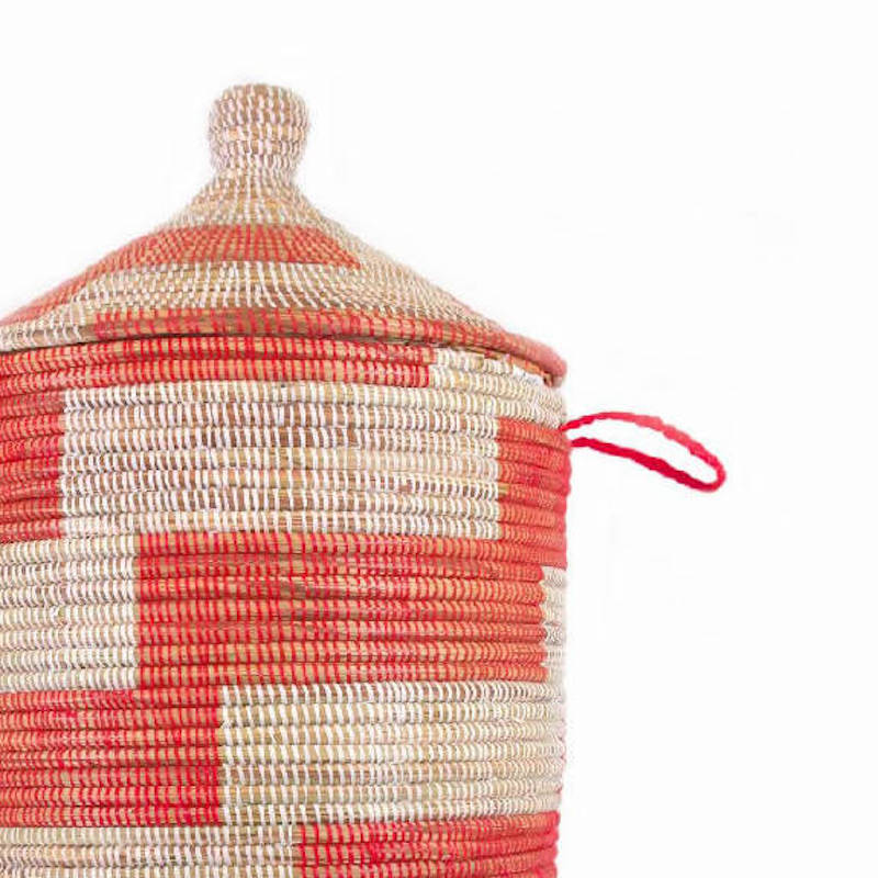 Red Stripe Crimson Tall Basket