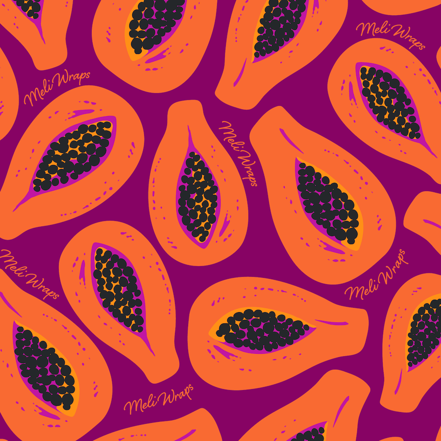 Beeswax Food Wrap | Purple Papaya Print