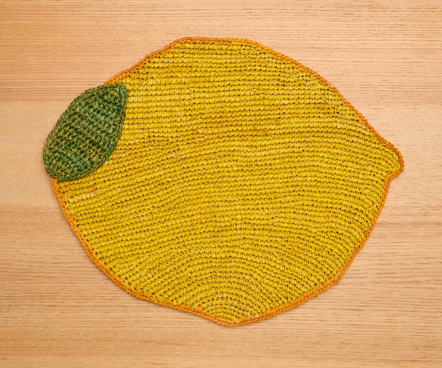 Handwoven Lemon Placemat | Raffia Fruit Shaped Table Mat