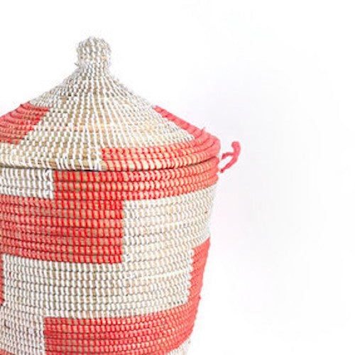 Red Stripe Crimson Medium Storage Basket