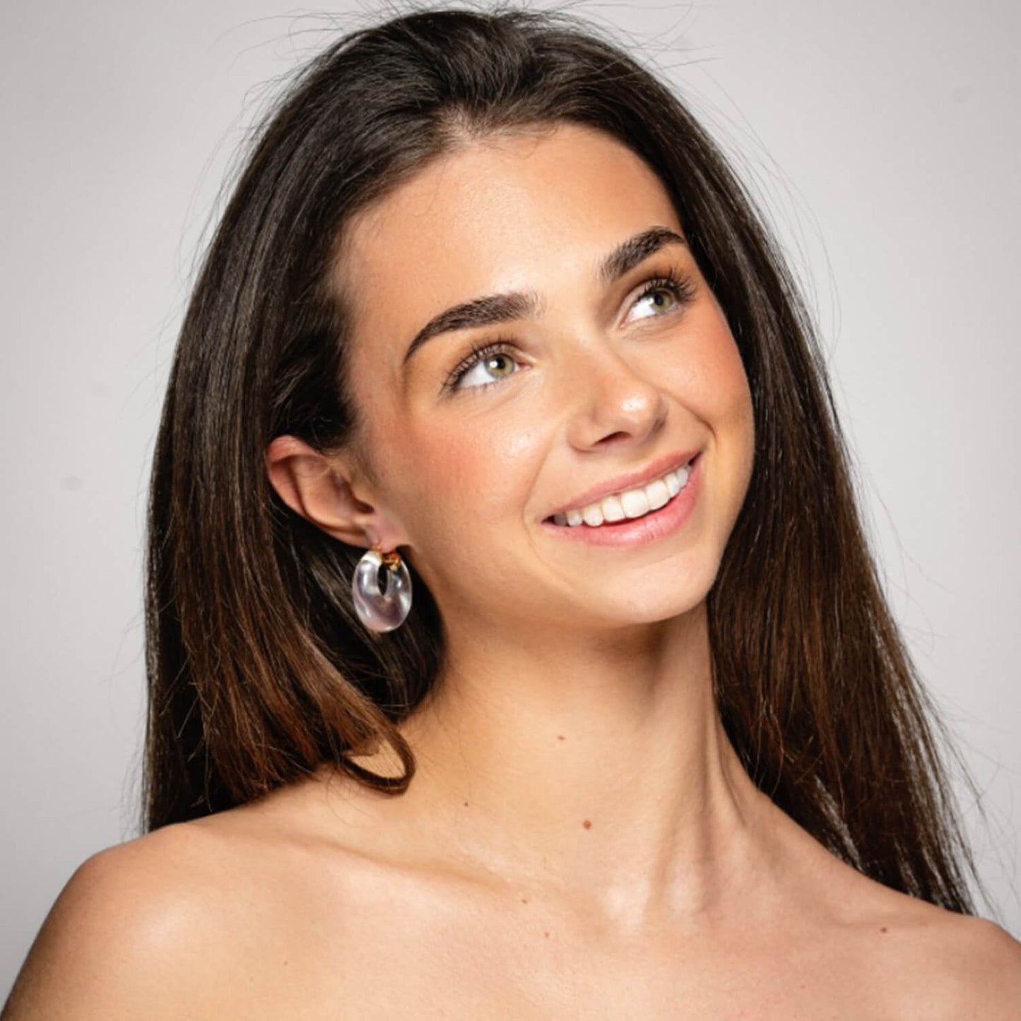 Clear Chunky Graduated Hoop Earrings