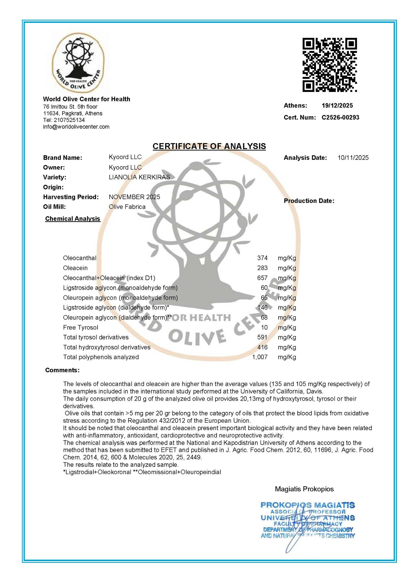 Kyoord High-phenolic Olive Oil
