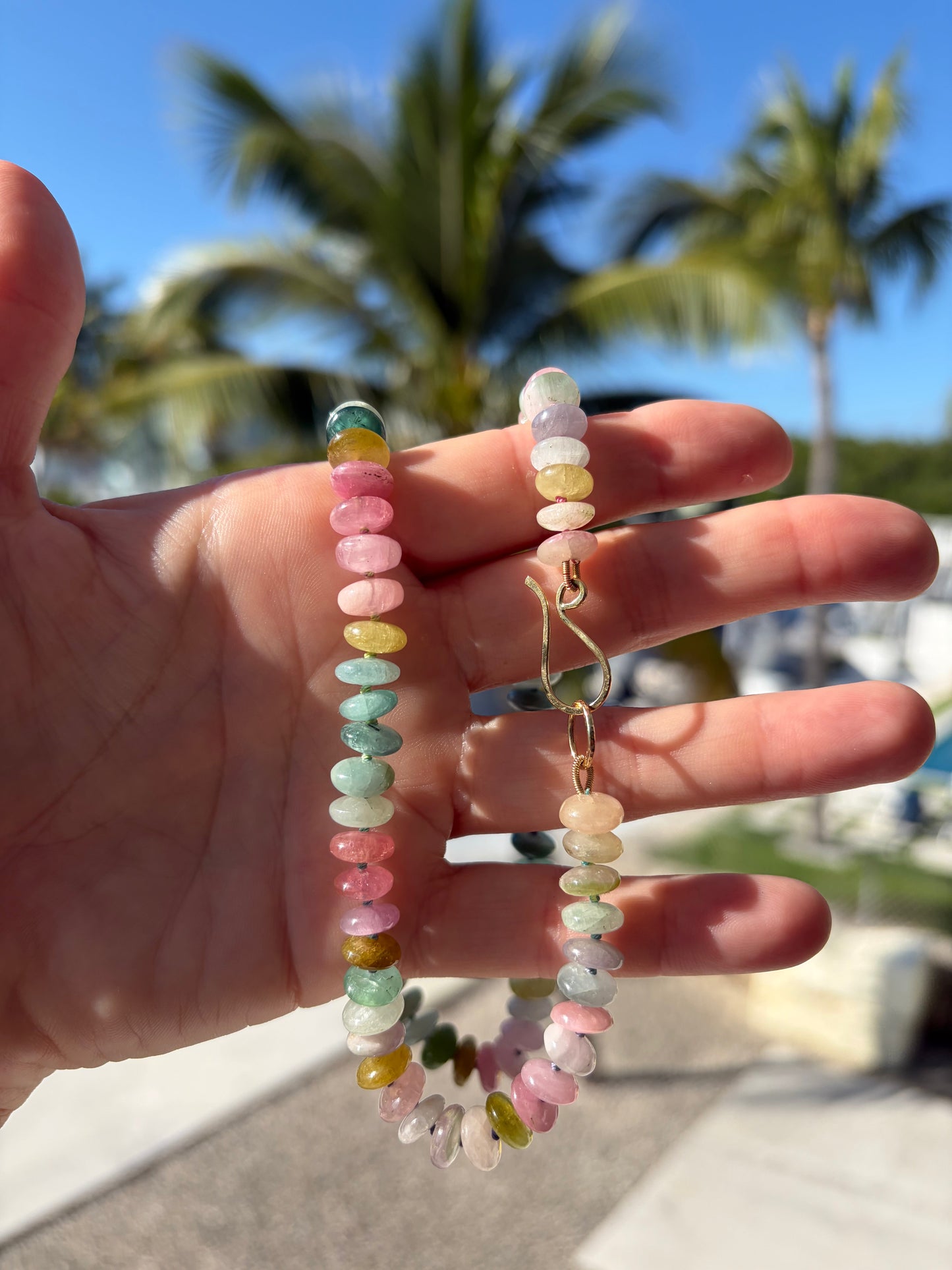 Watermelon Tourmaline Candy Necklace | 14K Gold Clasp