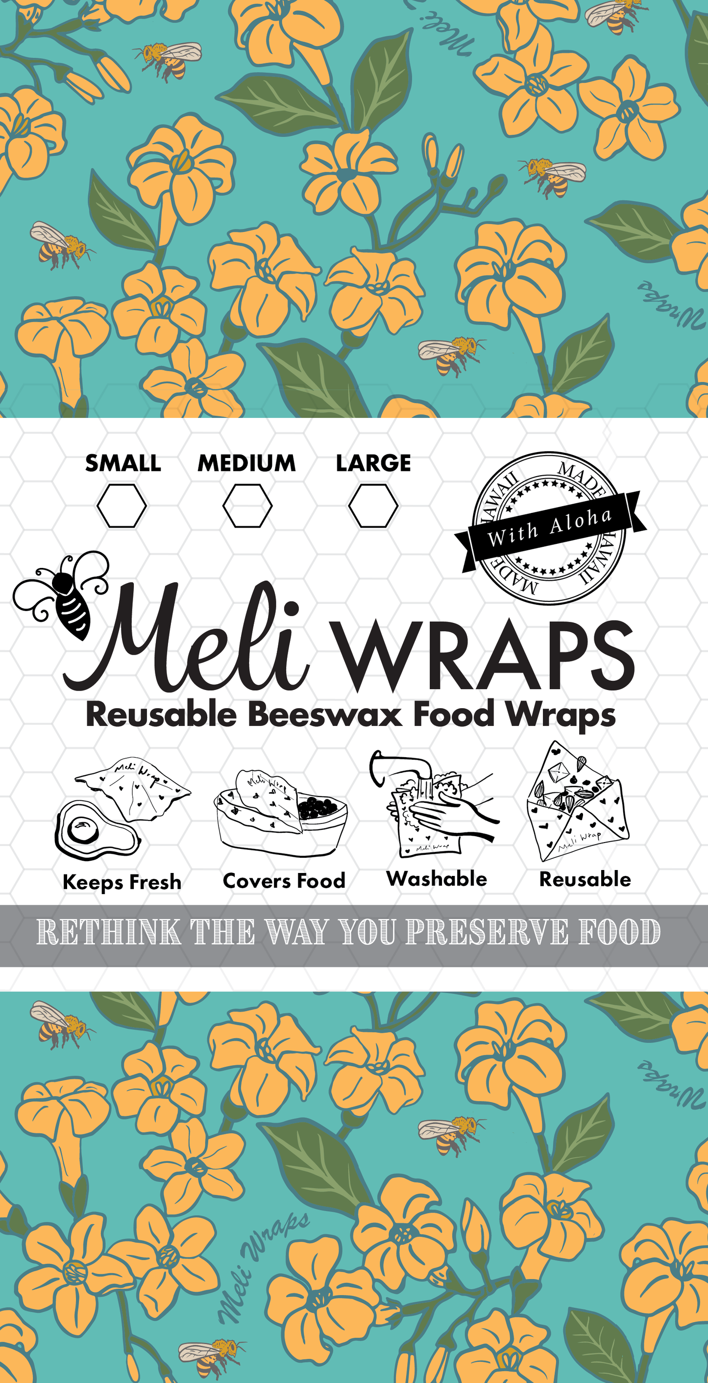 Beeswax Food Wrap | Puakenikeni Print