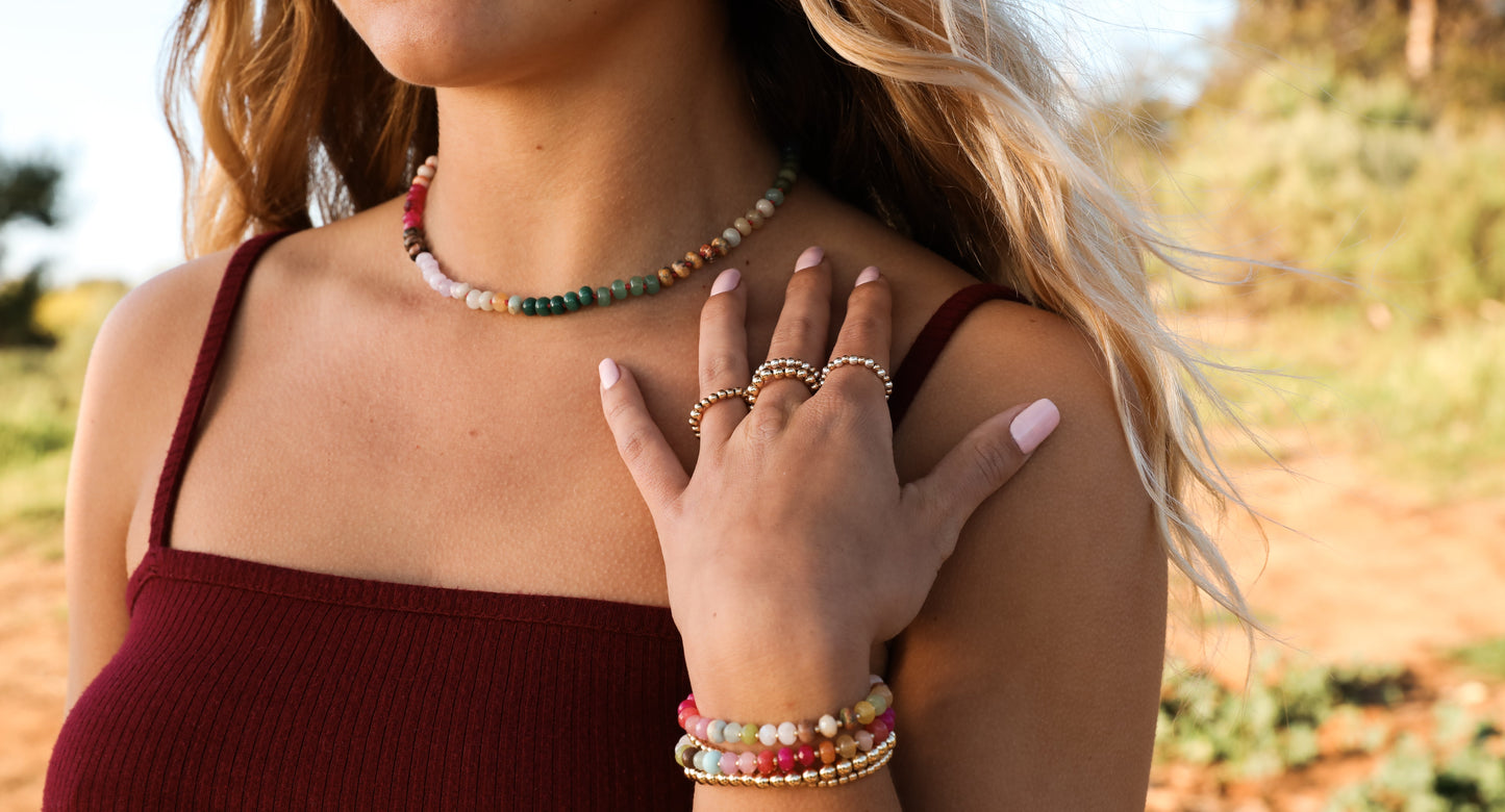 Sedona Natural Gemstone Necklace + 14k Gold Filled Toggle