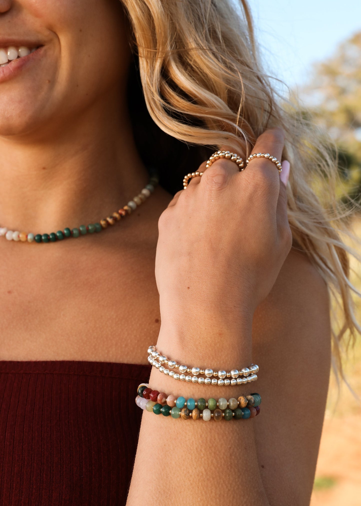 Sedona Natural Gemstone Necklace + 14k Gold Filled Toggle