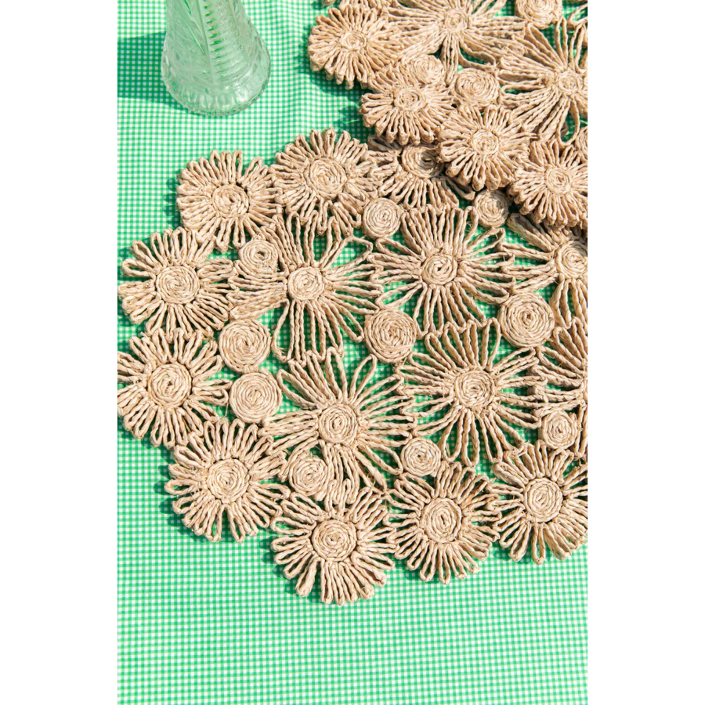 Fleur Raffia Placemat | Natural Color Flowers Woven Tabletop