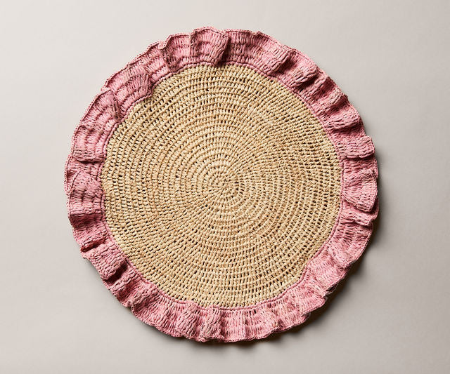 Handwoven Raffia Ruffle Placemat | Boho Chic Table Décor
