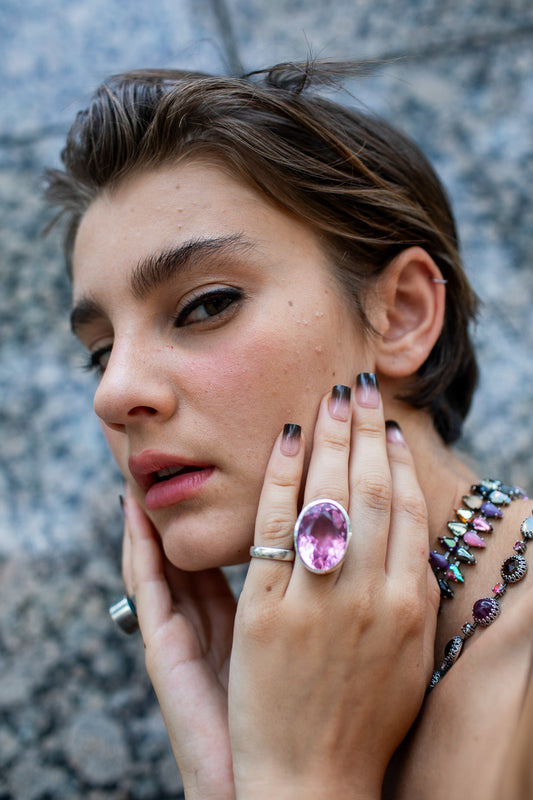 Mini Oval Colossus Ring in Pink Azalea | Silver