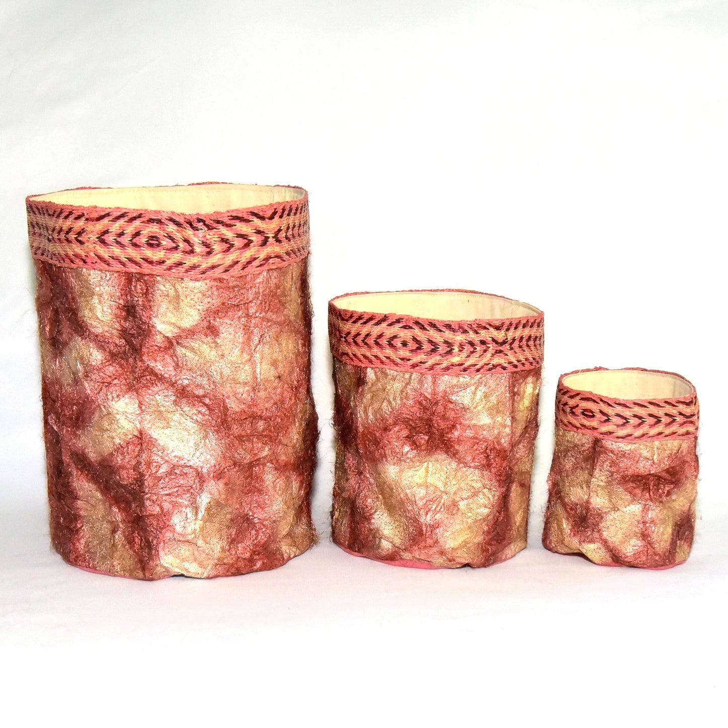 Wild Silk Shibori Baskets | Turtle Pattern - Egyptian Red