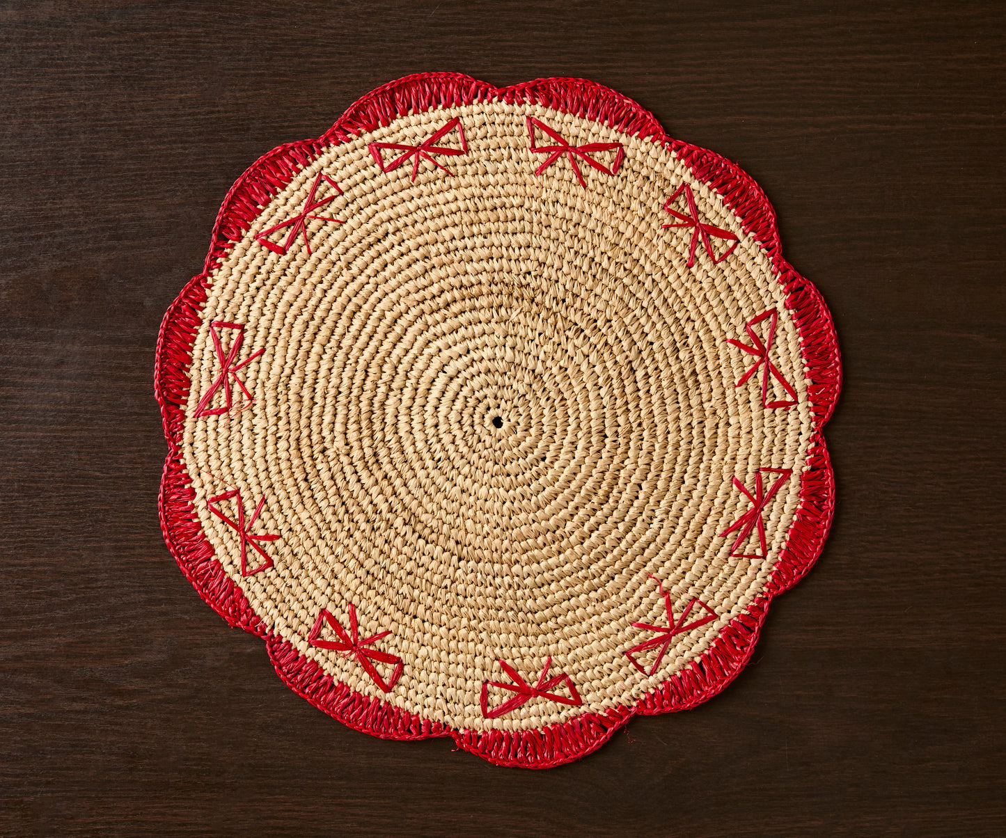Payton James Handwoven Bow Placemats | Hand-Crocheted Raffia Palm Placemats