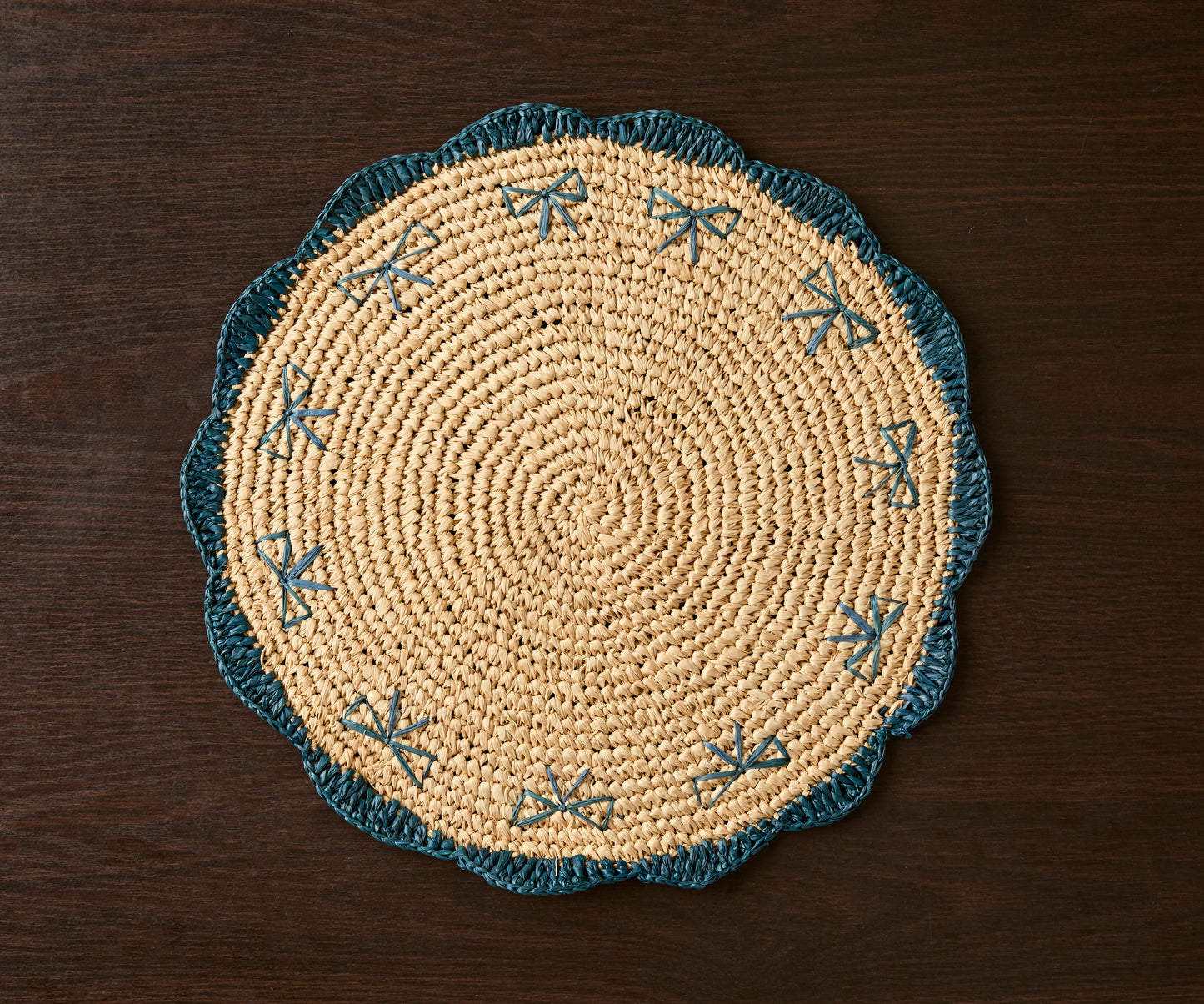 Payton James Handwoven Bow Placemats | Hand-Crocheted Raffia Palm Placemats
