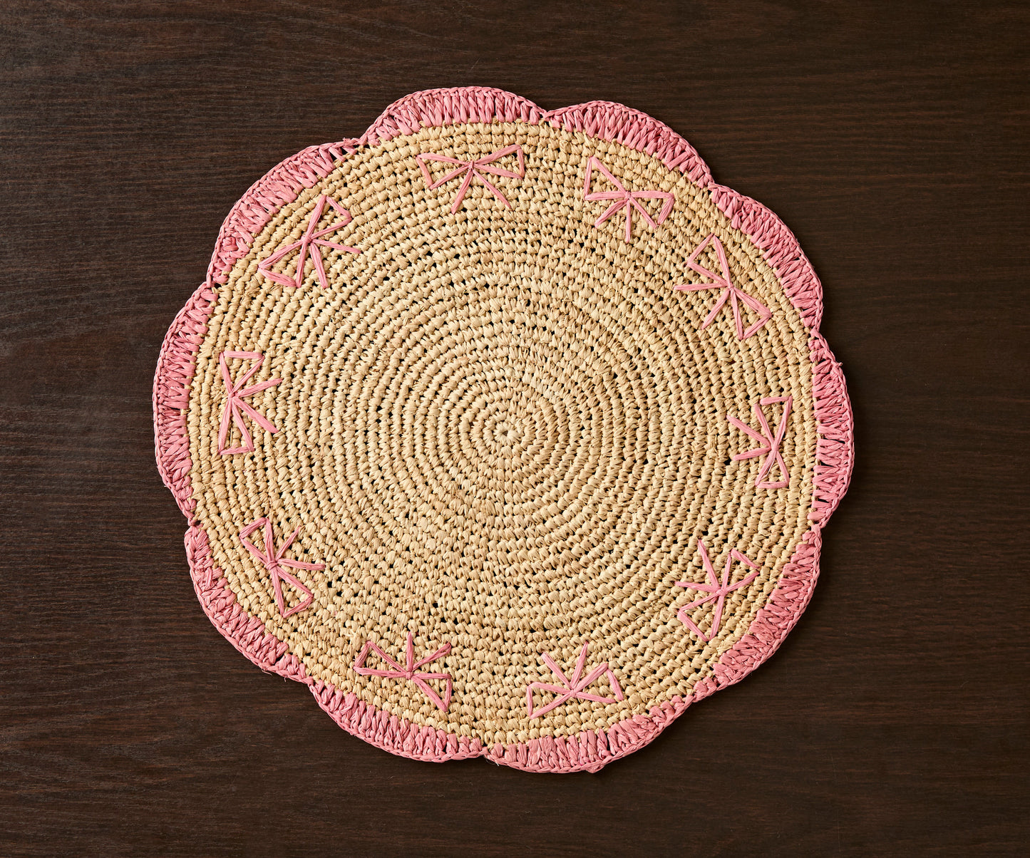 Payton James Handwoven Bow Placemats | Hand-Crocheted Raffia Palm Placemats