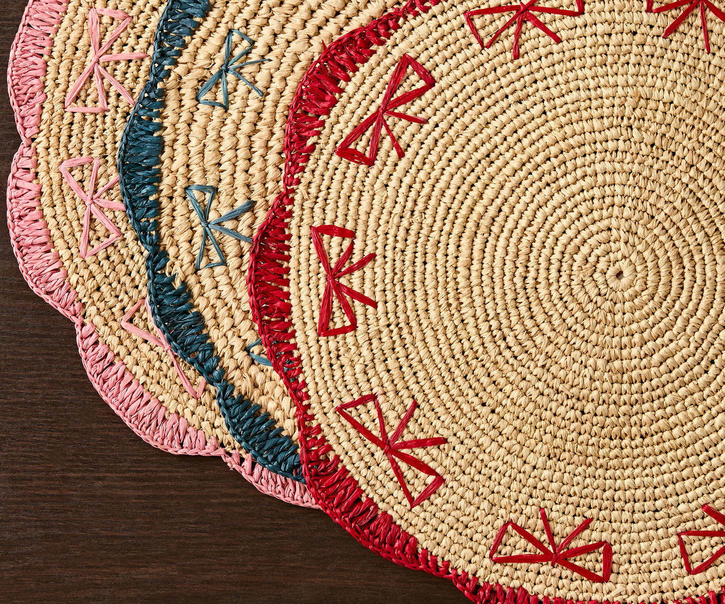 Payton James Handwoven Bow Placemats | Hand-Crocheted Raffia Palm Placemats