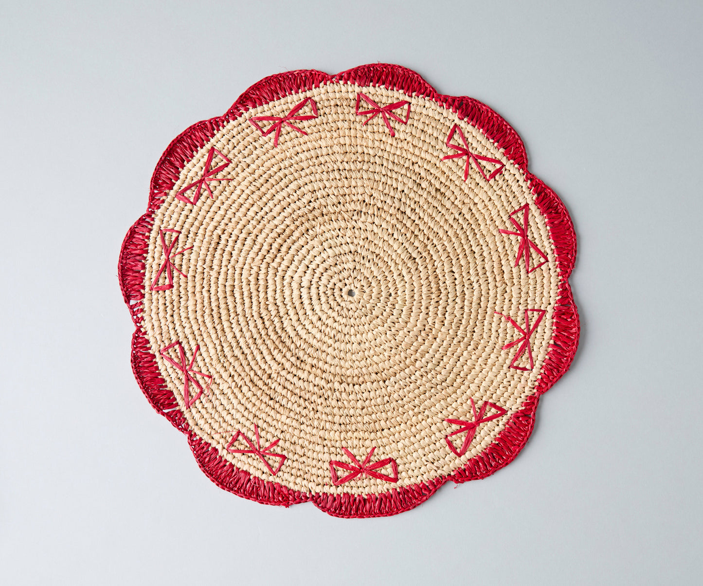 Payton James Handwoven Bow Placemats | Hand-Crocheted Raffia Palm Placemats