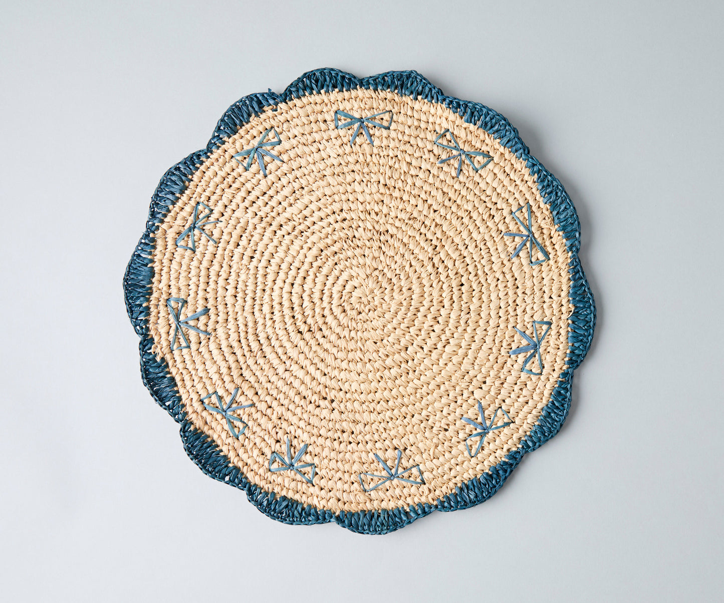 Payton James Handwoven Bow Placemats | Hand-Crocheted Raffia Palm Placemats