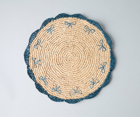 Payton James Handwoven Bow Placemats | Hand-Crocheted Raffia Palm Placemats