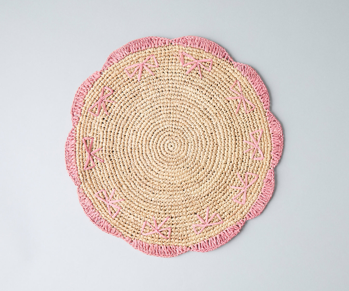 Payton James Handwoven Bow Placemats | Hand-Crocheted Raffia Palm Placemats