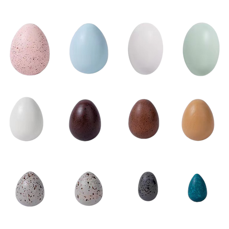 12-Piece Wooden Bird Eggs Set