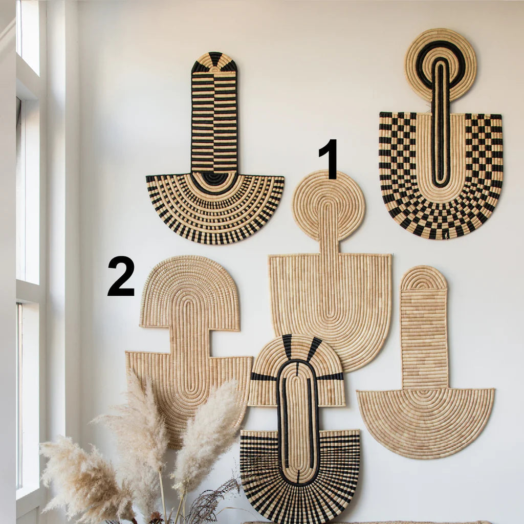 Long Abstract Mask | Natural + Black Wall Hanging