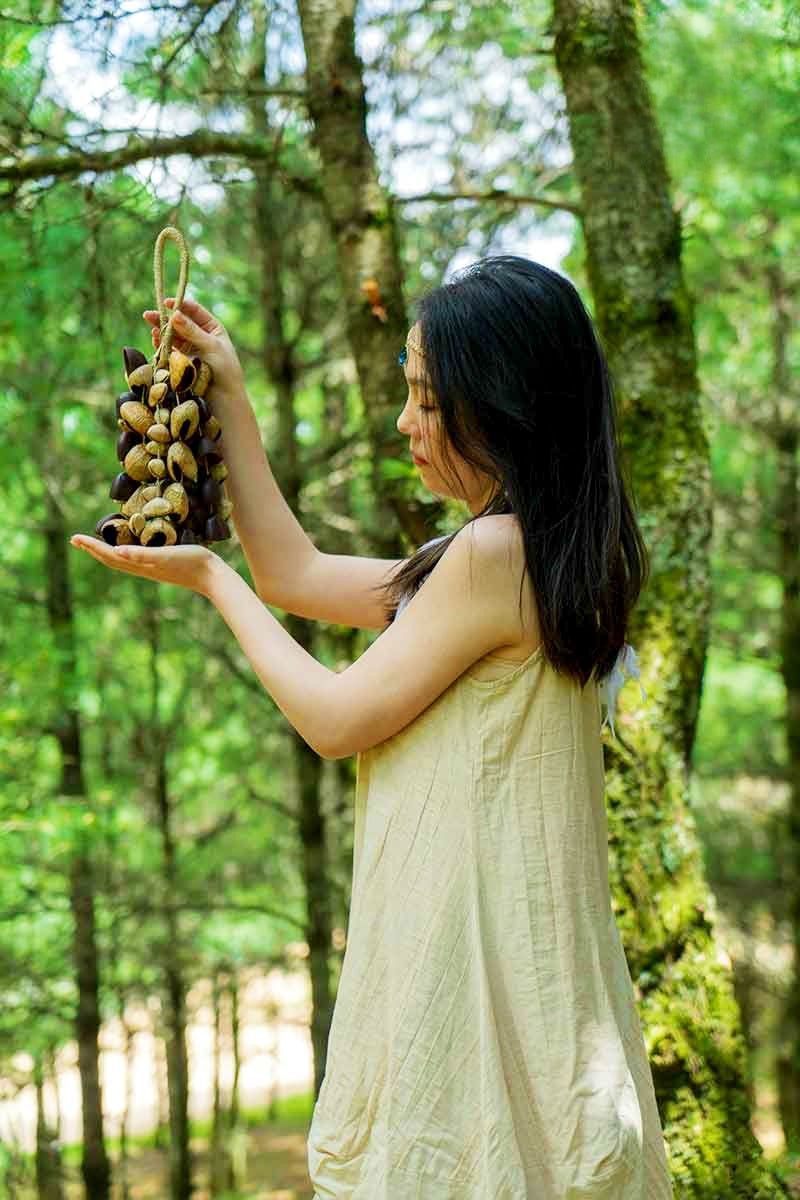 Handmade Entada, Pala Cardamom & Chacha Oleander Seed Shell Hand Bell