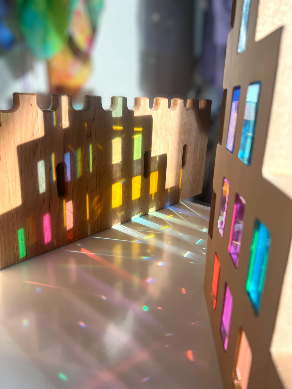 Rainbow Lucite Building Blocks Set with Storage Tray