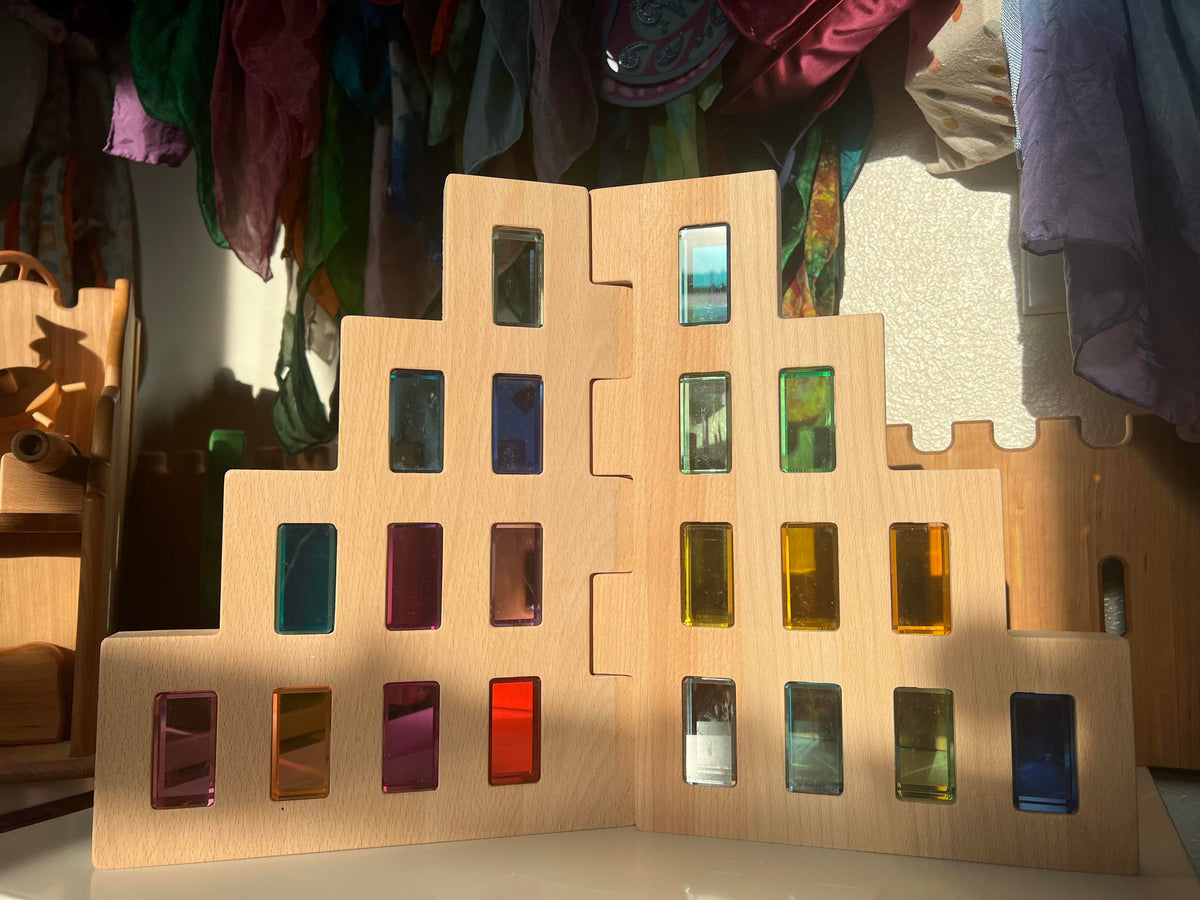 Rainbow Lucite Building Blocks Set with Storage Tray