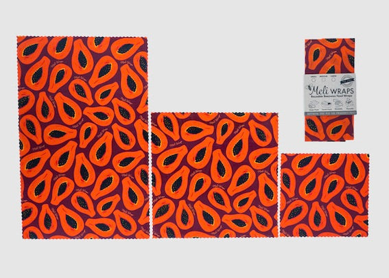 Beeswax Food Wrap | Purple Papaya Print