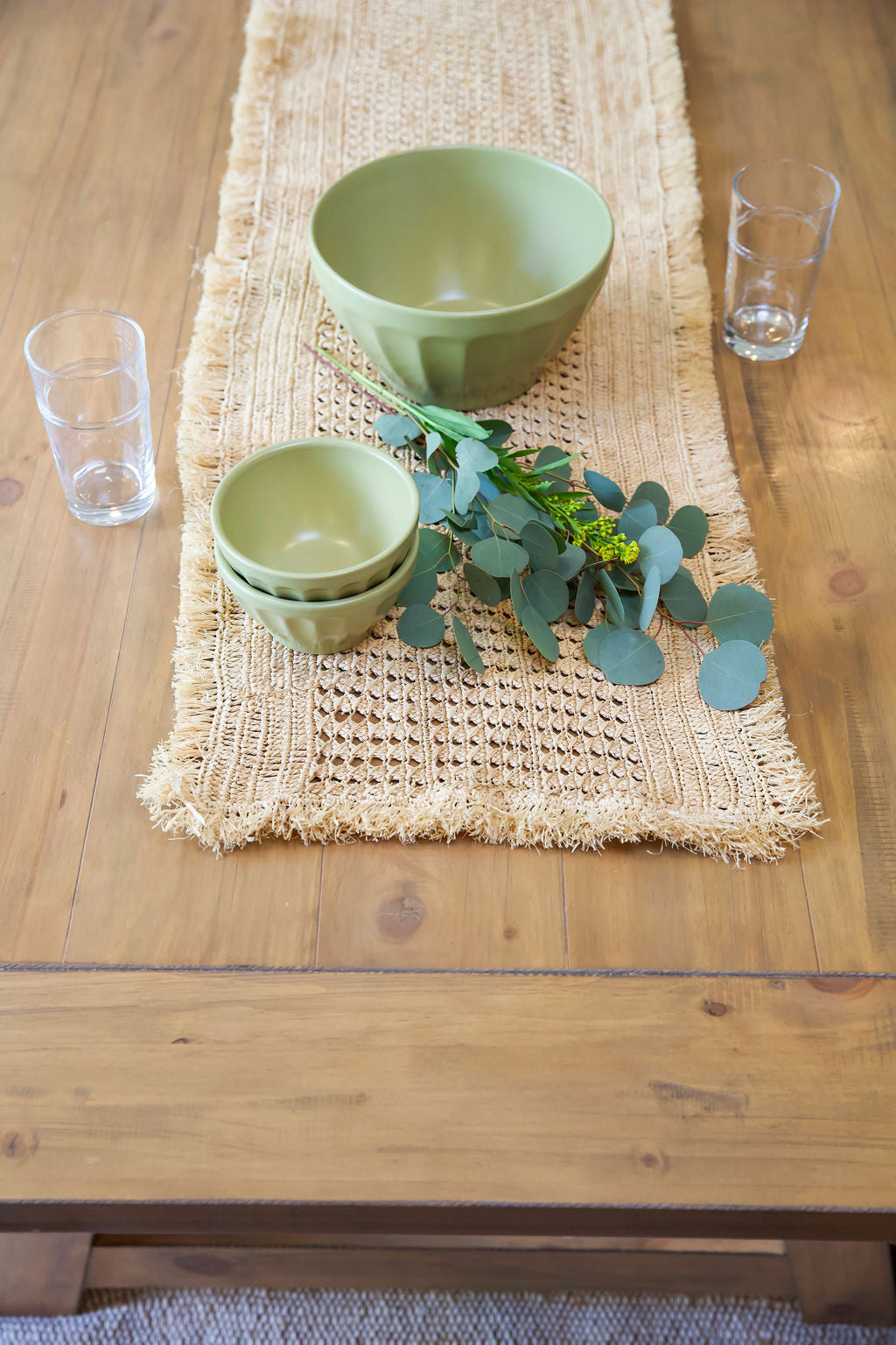Lazio Crochet Raffia Table Runner | Woven Tabletop