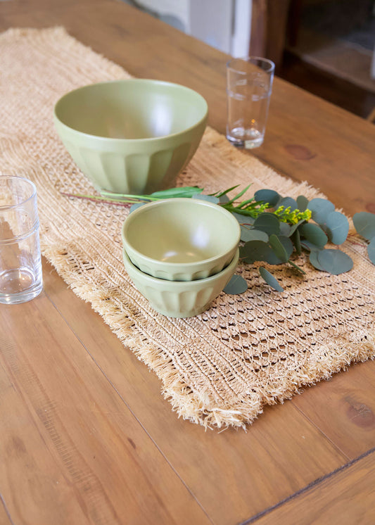 Lazio Crochet Raffia Table Runner | Woven Tabletop