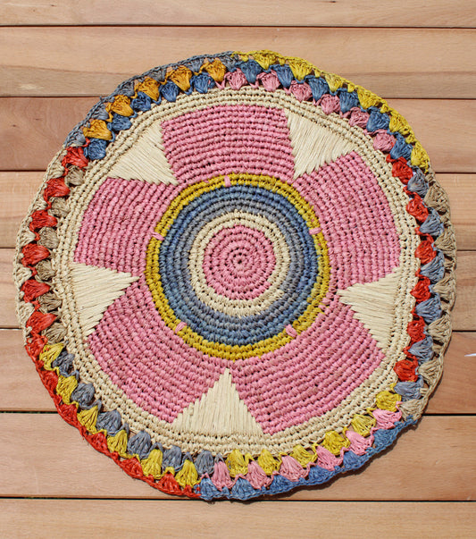Daisy Raffia Placemat | Colorful Woven tabletop