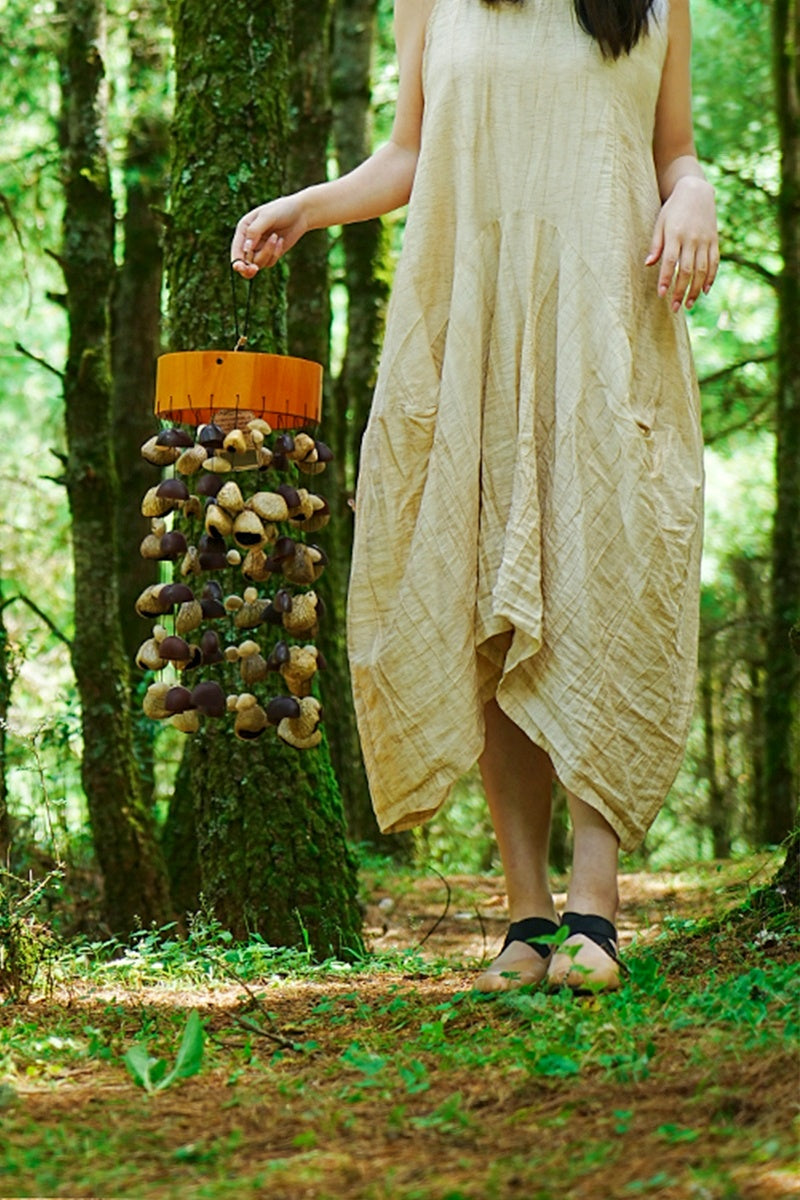 Handmade Entada, Pala Cardamom & Chacha Oleander Seed Shell Round Wind Chime