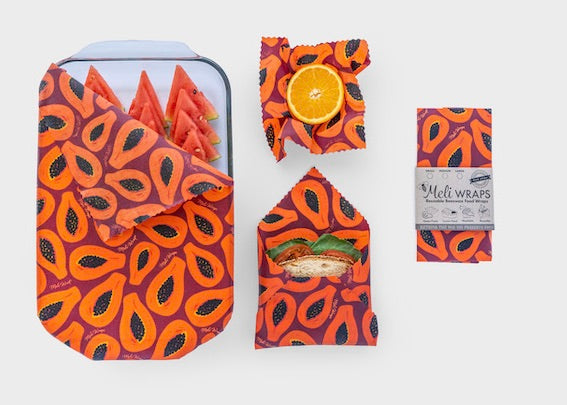 Beeswax Food Wrap | Purple Papaya Print