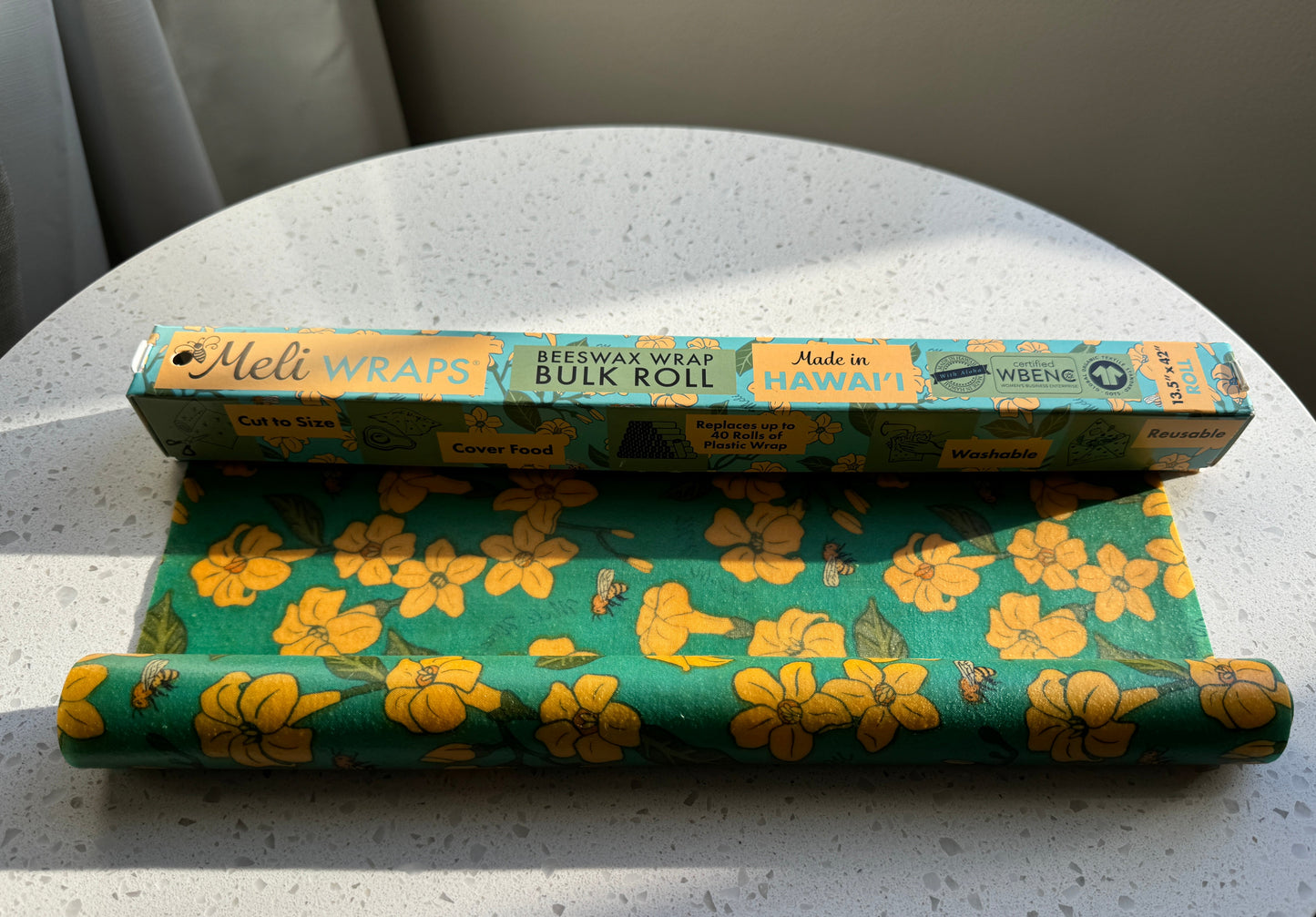 Beeswax Wrap Bulk Roll | Puakenikeni + Bee Print