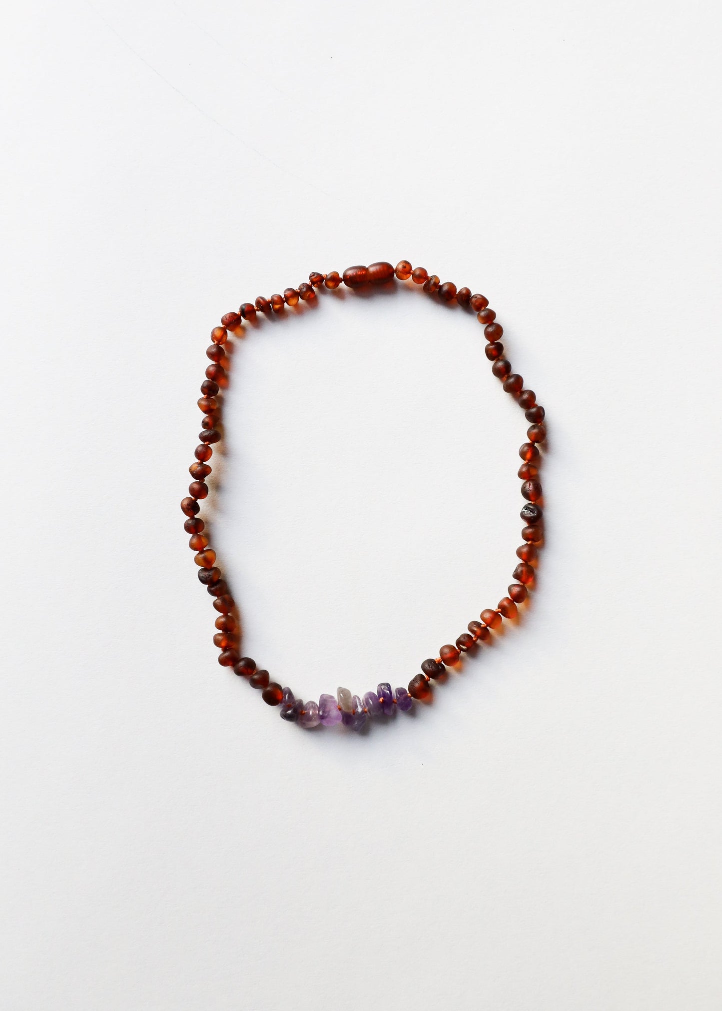 Raw Cognac Baltic Amber + Raw Amethyst Necklace Set