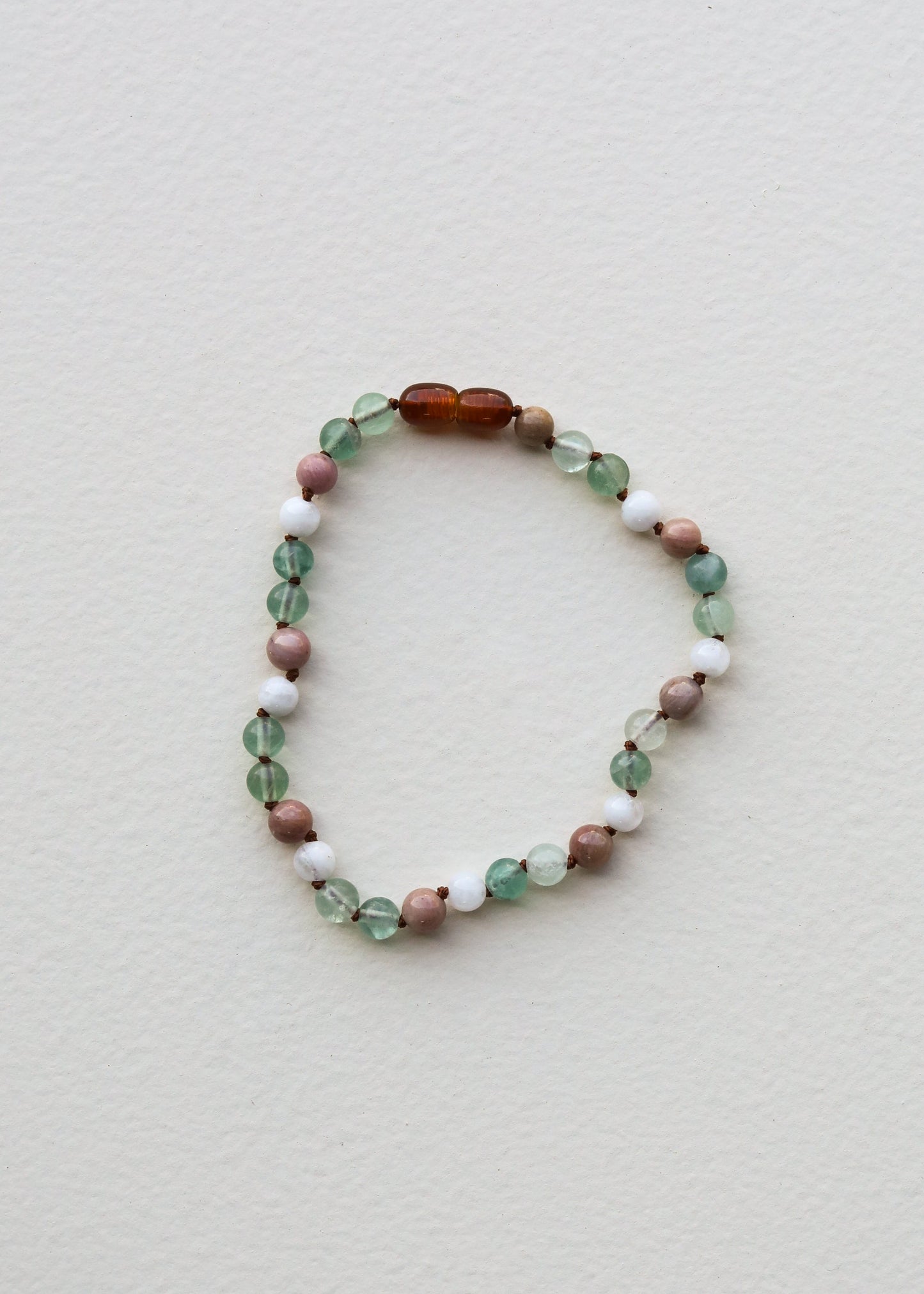 Fluorite + Moonstone + Rhodonite Natural Gemstone Necklace
