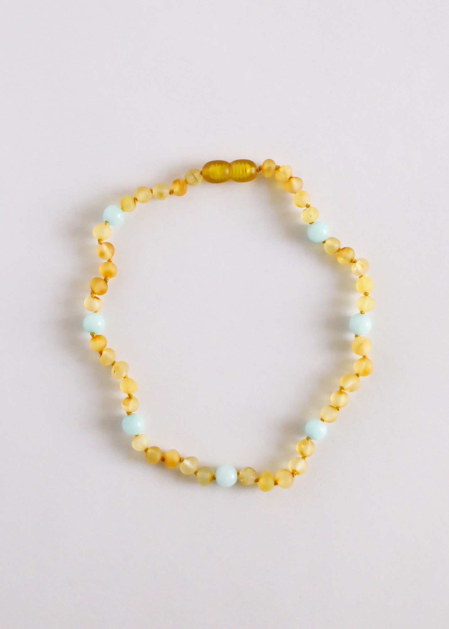 Raw Honey Baltic Amber + Amazonite Halo Necklace