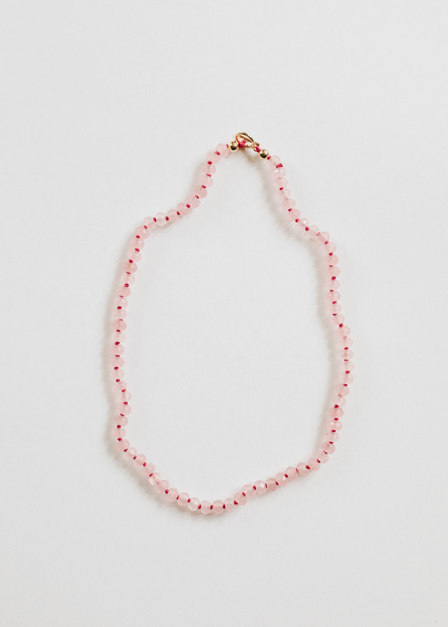 Rose Quartz Natural Gemstone Necklace + 14k Gold Filled Toggle