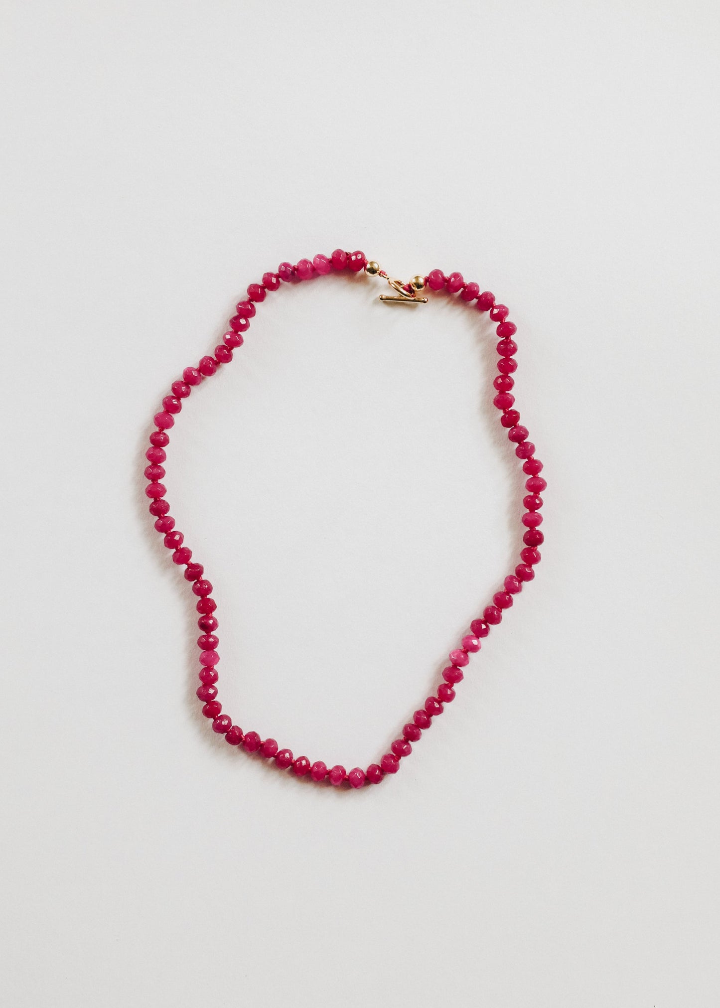 Pink Jade Natural Gemstone + 14k Gold Filled Toggle