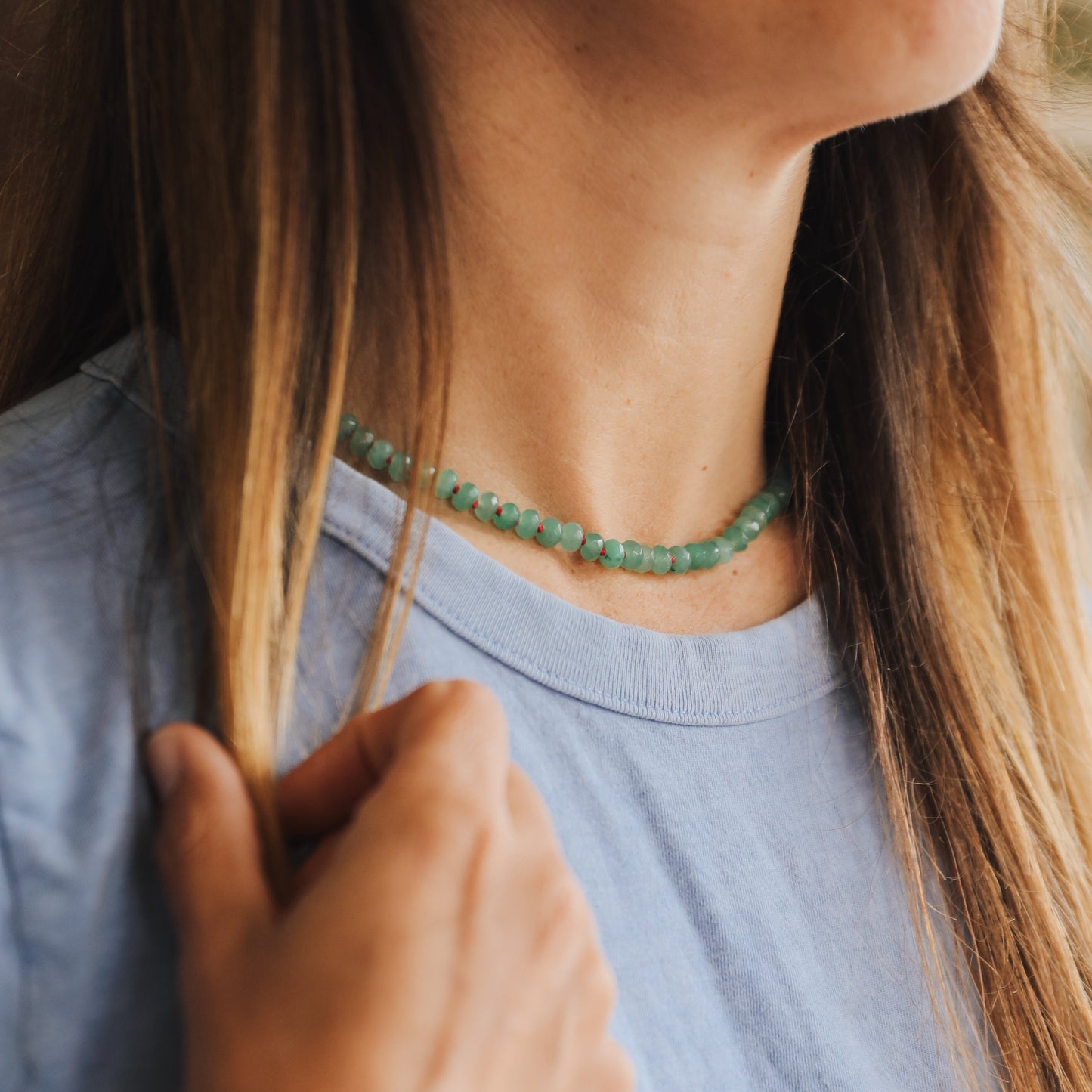 Aventurine Gemstone Necklace + 14k Gold Filled Toggle