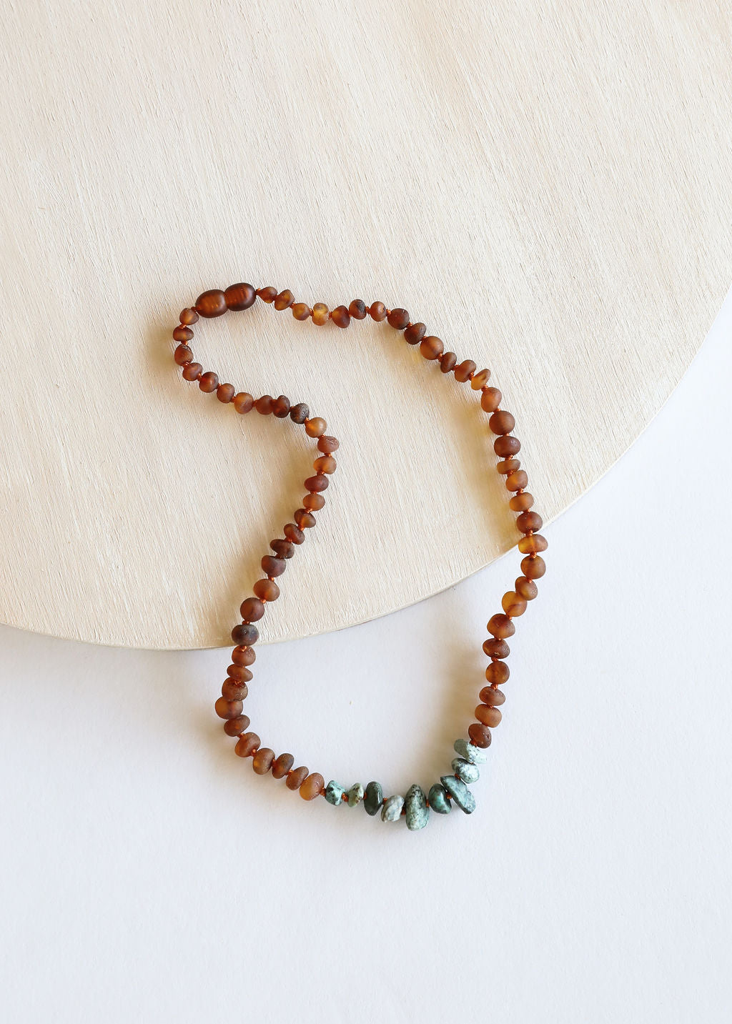 Raw Cognac Baltic Amber + Raw Turquoise Jasper Necklace