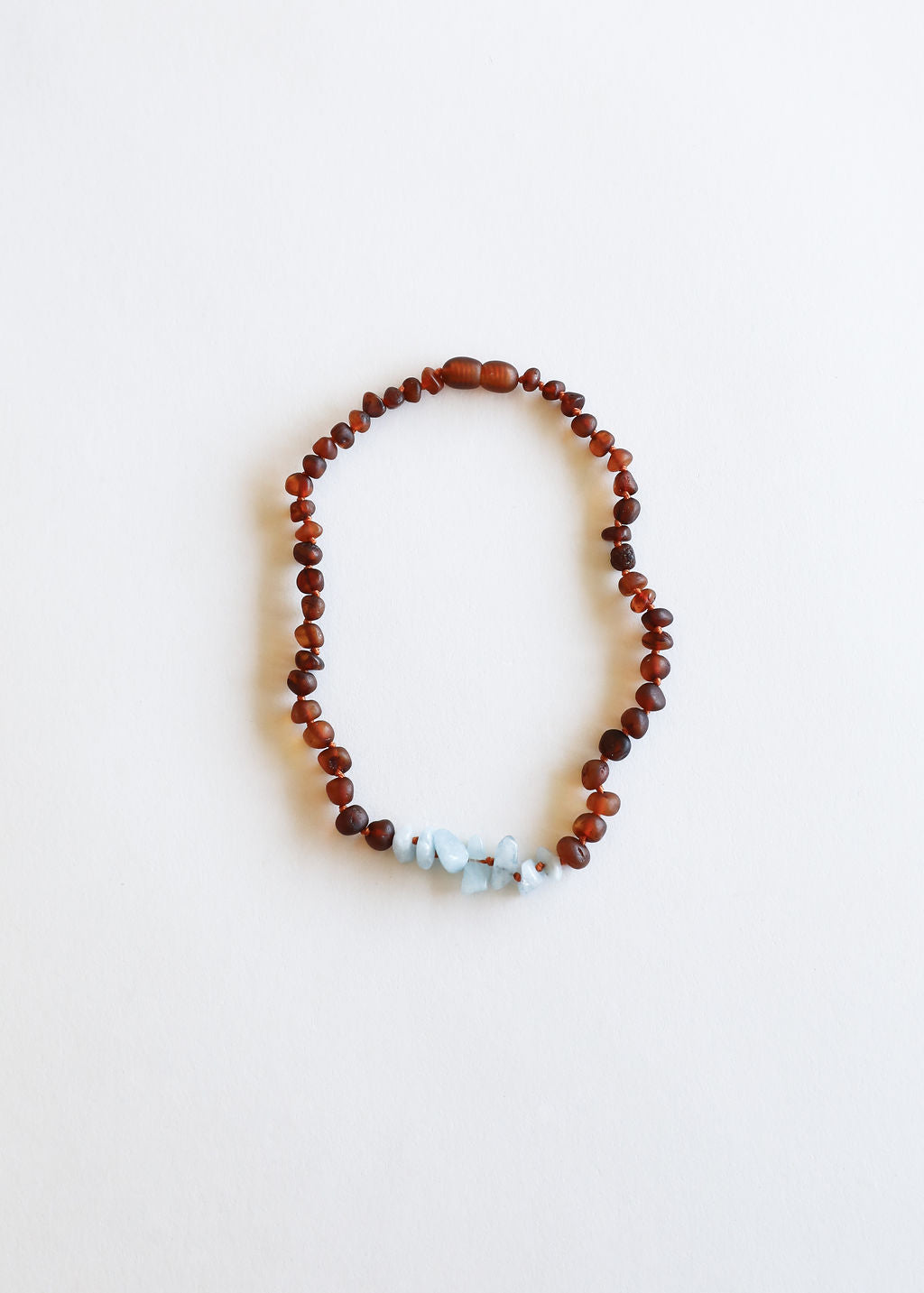 Raw Cognac Baltic Amber + Aquamarine Necklace