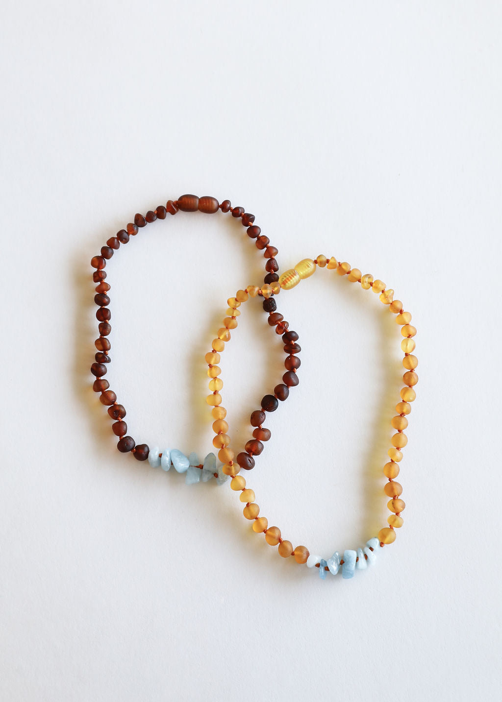 Raw Cognac Baltic Amber + Aquamarine Necklace
