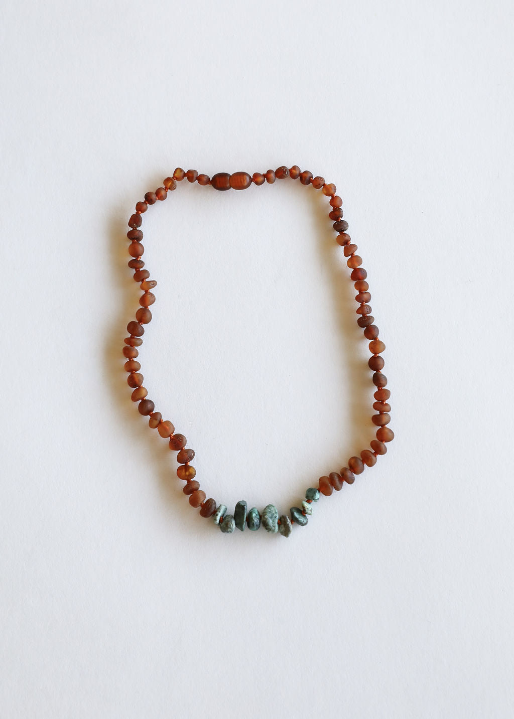 Raw Cognac Baltic Amber + Raw Turquoise Jasper Necklace